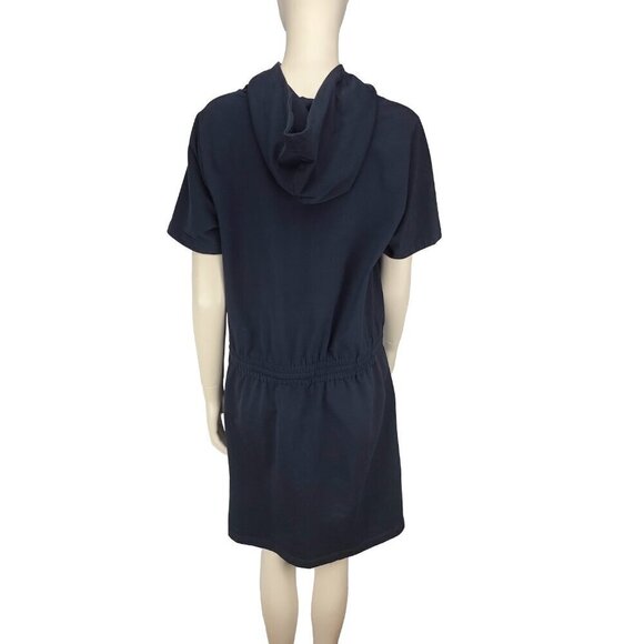 UCHUU Designer Hooded Cottonβ Elastic Waist Band Navy Blue Mini Dress Size L - Picture 7 of 9